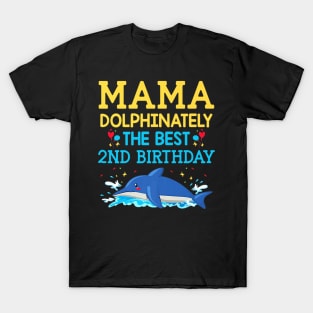 Mama Second Birthday Dolphin 2nd Bday Marine Biologist T-Shirt